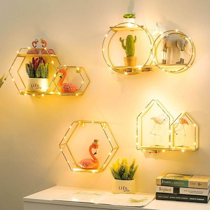 Nordic style wall above wall pendant home dining room bedroom room layout background wall decoration creative rack