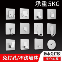 Hook Powerful Viscose Stainless Steel Stick Wall Hanger Free to punch Kitchen Bathroom Powerload Bearing no Traceless Cloister Single Hook