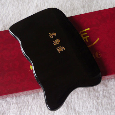 Natural black buffalo horn chest massage multi-purpose universal quadripartite scraping massage board