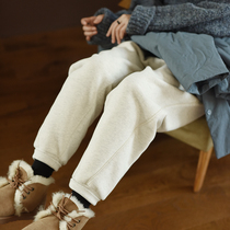 Two by LRCP ) Reread Yourself ) Fleece Comfortable Cotton Drawstring Loose Trousers