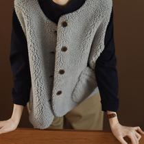 Two Produced by LRCP ) Like a Reunion ) Sherpa Sleeveless Button-Up Vest Jacket in Wool