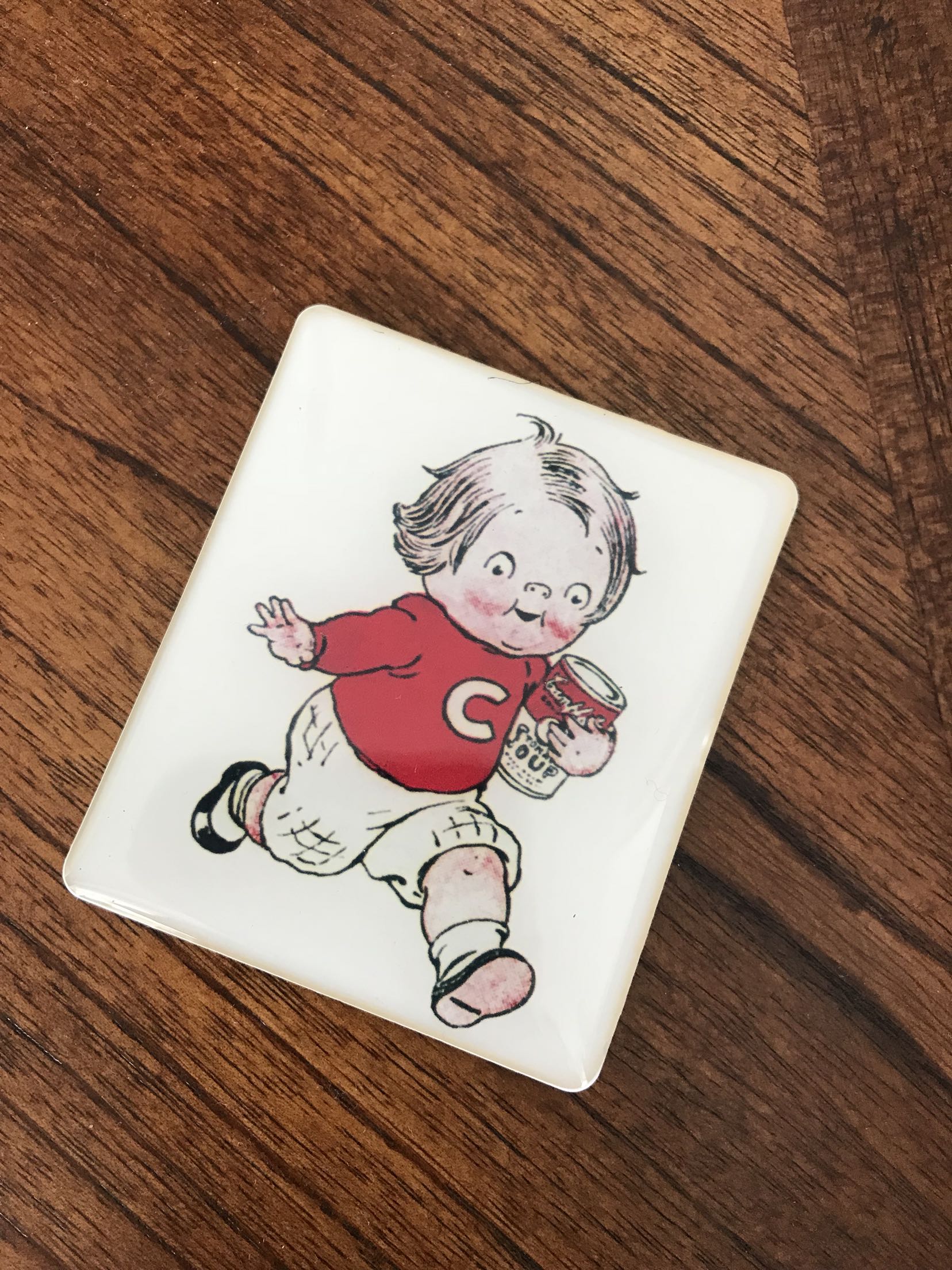 Export foreign trade antique doll tomato soup doll super magnetic refrigerator with boys holding canned