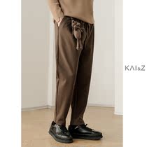 High quality woolen casual pants men winter 2021 new Korean tide loose straight tube pants with thick pants