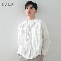 Mens jacket spring and autumn models 2022 new loose trend tops all-match simple lapel casual autumn jacket men