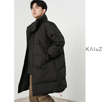 Mens down jacket mens mid-length 2021 winter new loose trend thickening standing leader green winter jacket