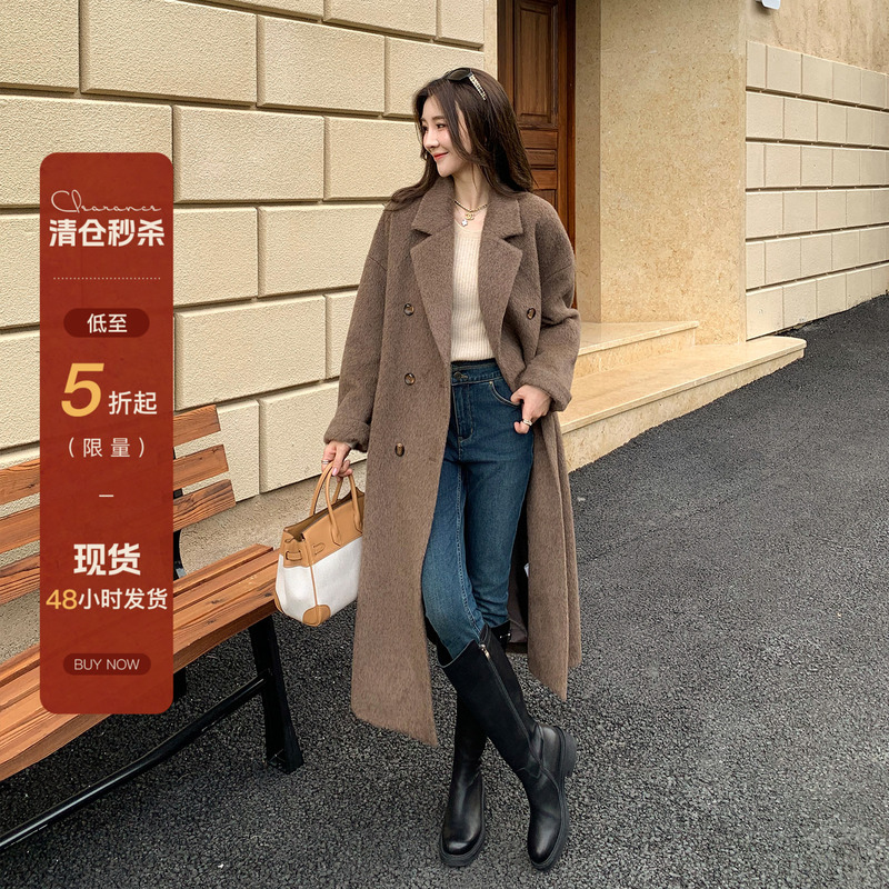 Ning'Er Lynn Su Li Alpaca Wool Coat for Women 2026 New Winter Small Size Mid-Length Warm Woolen Jacket