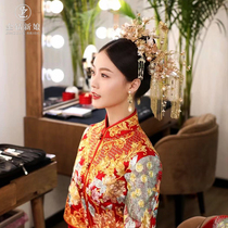 Bridal headdress 2021 new ETE liquid flower phoenix crown accessories Chinese style Xiuhe suit dragon and phoenix coat headdress ancient style female