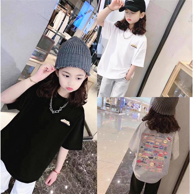 Korean versatile fashion girls half-sleeve t-shirt 2021 summer new personality relaxed cotton print top