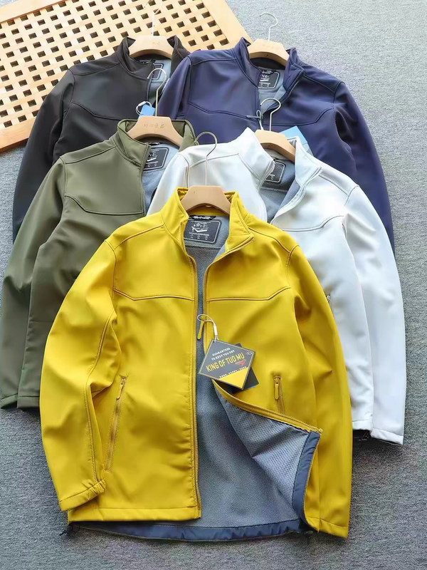 2402 Foreign Trade Bargain~Outdoor Stand Collar Soft Shell Fleece-Lined 3D Cut Jacket~Q27