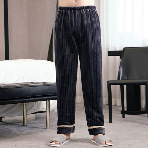 Зимние фланелевые штаны, флисовая длинная коралловая бархатная пижама для отдыха подходит для мужчин и женщин, увеличенная толщина, оверсайз