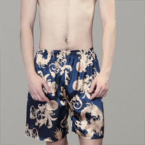 Pajamas men summer thin ice silk shorts Mens loose spinning home pants Beach pants Big pants pants men