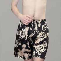 Summer mens pajamas Pajamas Ice silk large pants pants large size five-point pants Beach pants shorts thin section