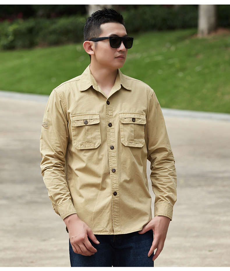 Áo sơ mi nam cotton dài tay giản dị dụng cụ sơ mi nam 2018 mới xuân hè đứng cổ áo sơ mi áo sơ mi áo sơ mi đen nữ