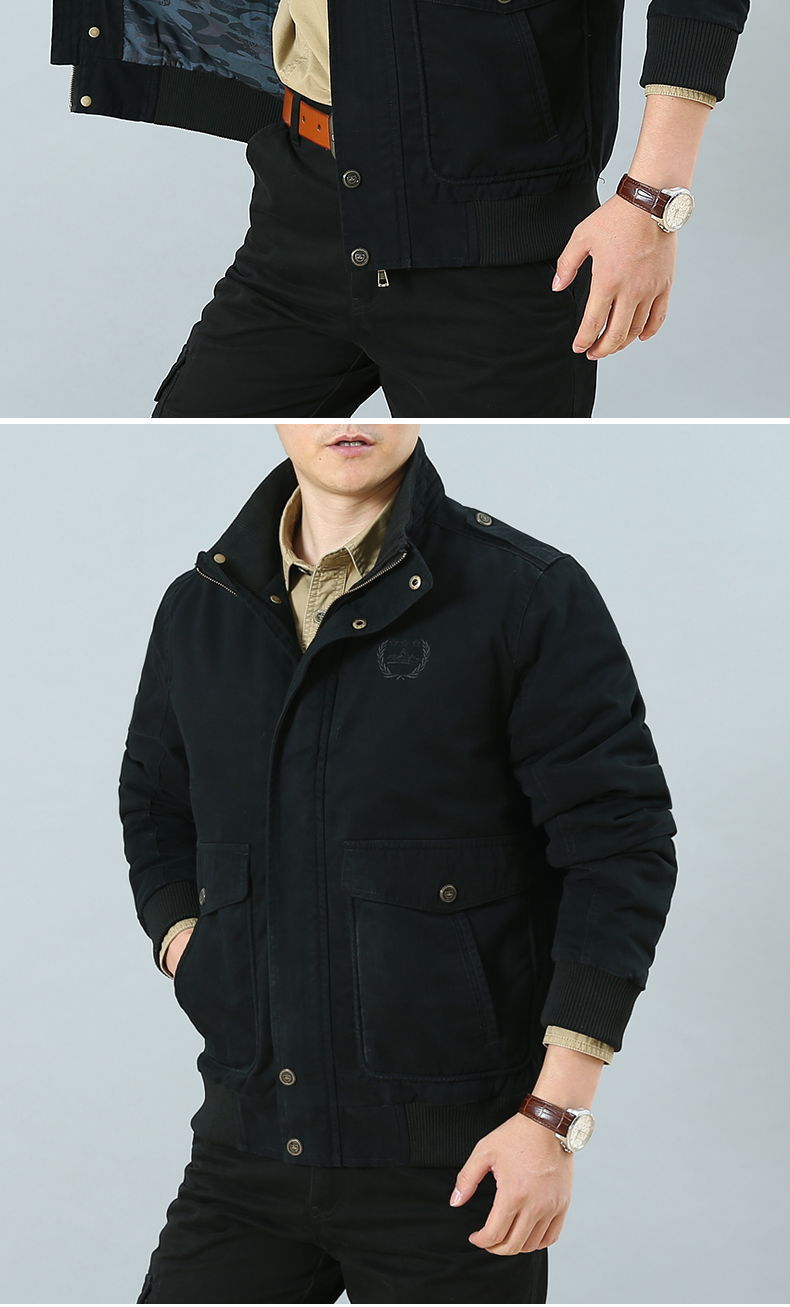 Áo khoác đồng phục cotton cho nam trung niên quần áo bình thường nam mùa thu nam xuân thu đông 2018 mới dày áo khoác mỏng