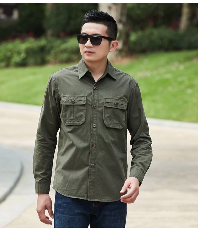 Áo sơ mi nam cotton dài tay giản dị dụng cụ sơ mi nam 2018 mới xuân hè đứng cổ áo sơ mi áo sơ mi áo sơ mi đen nữ