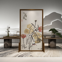 New Chinese Screen Partition Living Room Tea Room Hotel Office Solid Wood Simple Mobile Bedroom Cloth Art Xuanguan seat screen