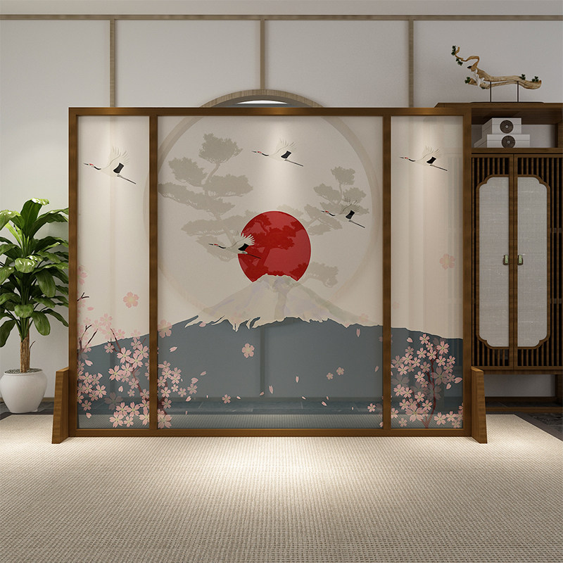 New Chinese style screen solid wood partition living room hotel tea room simple office mobile entry to block porch seat screen