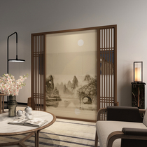 Screen partition living room study office Hotel Modern Chinese landscape seat screen solid wood fence hollow moving