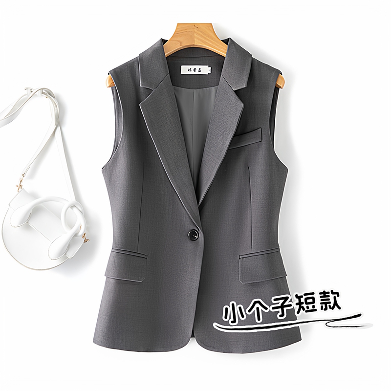 Short Blazer Vest for Petite Women, Outerwear, 2026 Spring New Style, Waist-Cinching, High-End Sleeveless Vest