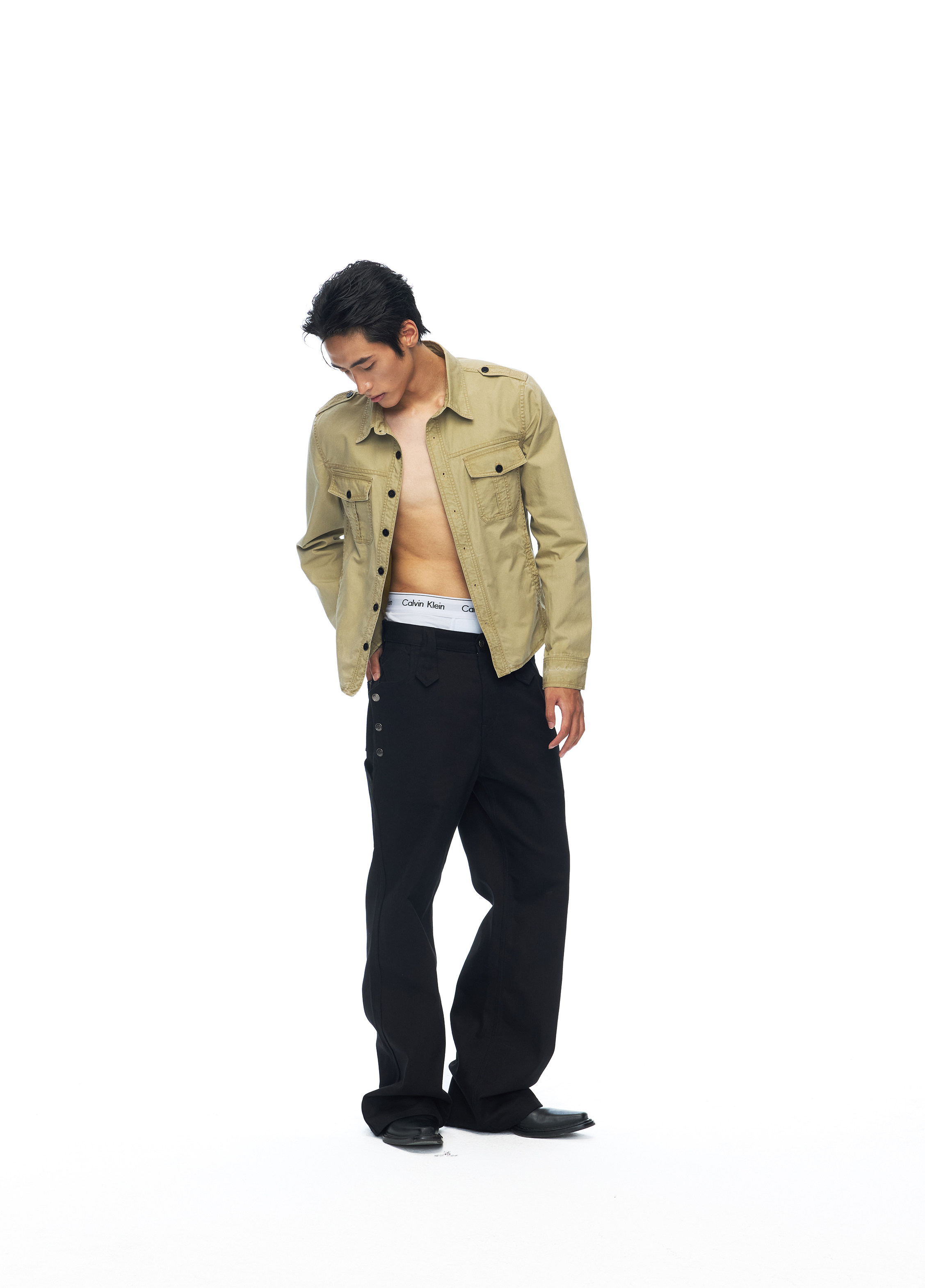 WEAVE Vintage Green-Brown Cropped Jacket