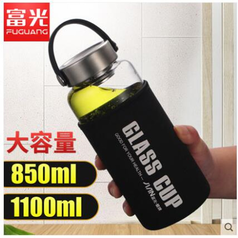 The large capacity glass 900 - 1000ml super large cup portable male bubble cup single layer filter customization