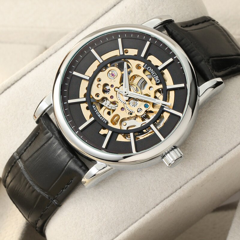 Dragon Wave LONGBO Mechanical Table Brand New Fully-automatic Mechanism Hollowed-out Bottom Mechanical Watch Men Business Wristwatch-Taobao
