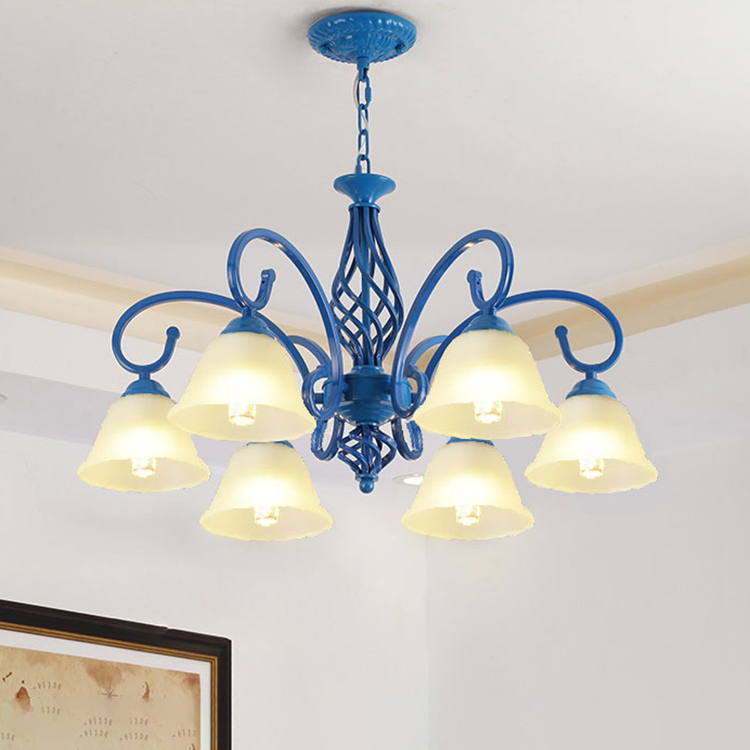 Mediterranean Chandelier Living Room Lamp Dining Room Bedroom Lamp European Style Hotel Villa Project Decorative Lamp Blue Zhongshan Lighting Fixtures