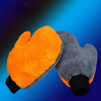 Double-sided thick coral velvet gloves car wash car gloves bear palm thumb gloves household car cleaning supplies