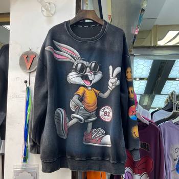 200jin jin is equal to 0.5kg large size european printed cartoon bugs bunny sweatshirt for women autumn and winter new loose large version versatile top ins