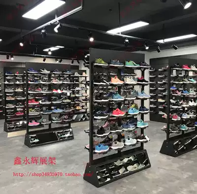 Wrought iron sports shoes display rack shelf tide shoe rack Zhongdao frame grid double-sided shoes middle rack shoe store storefront shoe rack