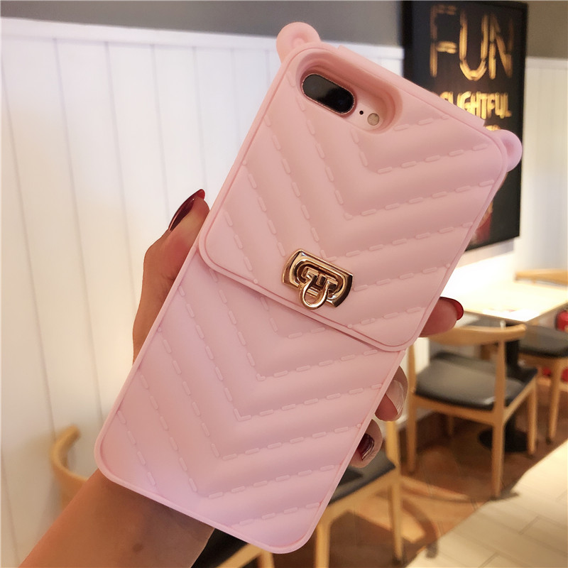 造型 側背手機殼 可愛 蘋果 iPhone 7 4.7吋/plus 5.5吋 掛繩 帶扣 可裝零錢 卡片 防摔矽膠 軟殼