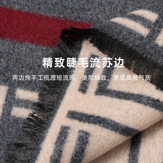 Men's winter thickened warm wool comfortable scarf student Korean version simple high-end gift box for boyfriend