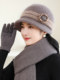 Hats for middle-aged and elderly women, winter grandmother's woolen hat, knitted rabbit fur scarf set, mother's thickening to keep warm and cold-proof
