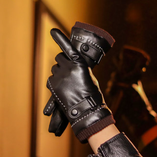 Gloves for Women, Winter Fleece-Lined, Warm and Thick, Windproof and Cold-Proof Leather Gloves, Outdoor Cycling, Motorcycle, Versatile, Touch Screen