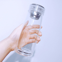 Korean version of the simple personality glass student fresh fashion cup Portable heat-resistant transparent tea cup Mens and womens casual cup