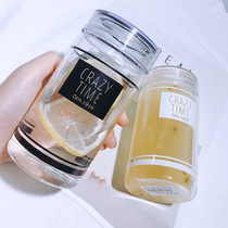 Korean version of simple and small mini glass male and female students cute personality cup Couple portable handy cup