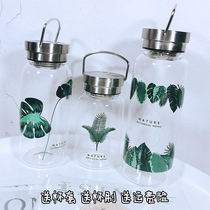 Large capacity glass cup with lid with tea filter cover Cup Personality small fresh male and female students household portable