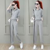 Осенний комплект, тонкая толстовка, спортивный костюм, в западном стиле, по фигуре