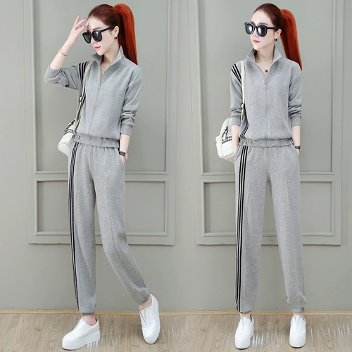 Осенний комплект, тонкая толстовка, спортивный костюм, в западном стиле, по фигуре