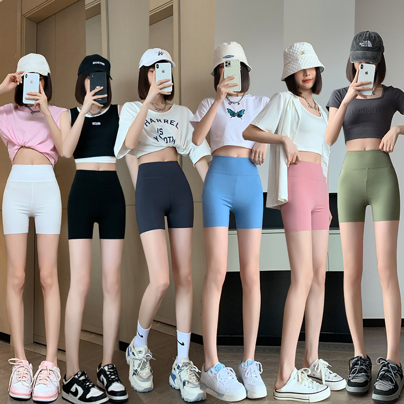 White 30% shark inside lap pants woman outside wearing high waist to collect safety pants to prevent walking light big size Barbie yoga ride