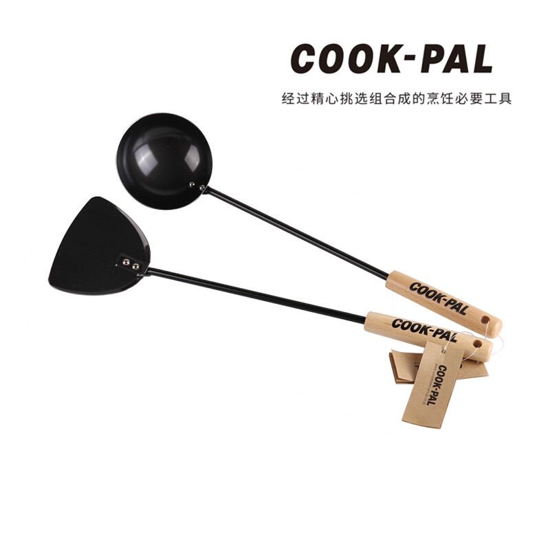 COOKPAL Japan imported Yoshikawa shovel spoon colander cooking shovel iron spoon household long handle anti-scalding spatula