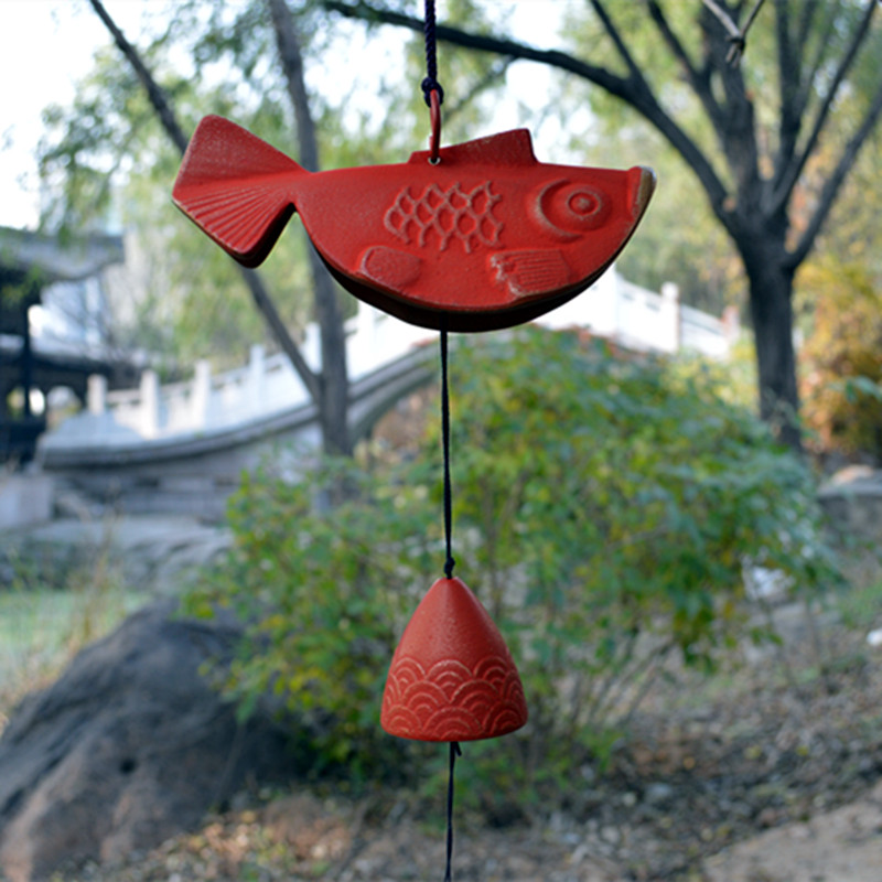 Japanese rock foundry carp wind bell cast iron for blessing goldfish large number hanging bell Yueqing's home decoration pendant bell door decoration