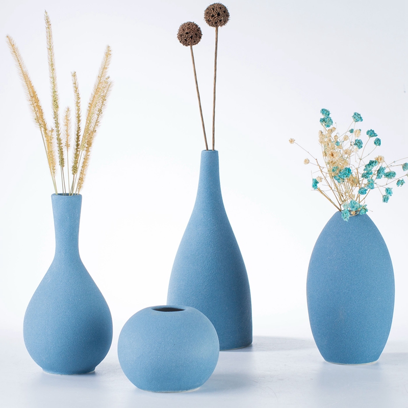 Blue frosted flower arranging all over the sky star, dried flowers sitting room creative European - style decoration household small pure and fresh and ceramic vases, furnishing articles