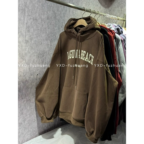 Очень большая ретро толстовка с капюшоном, парная одежда для влюбленных, куртка, большой размер, в американском стиле, свободный крой