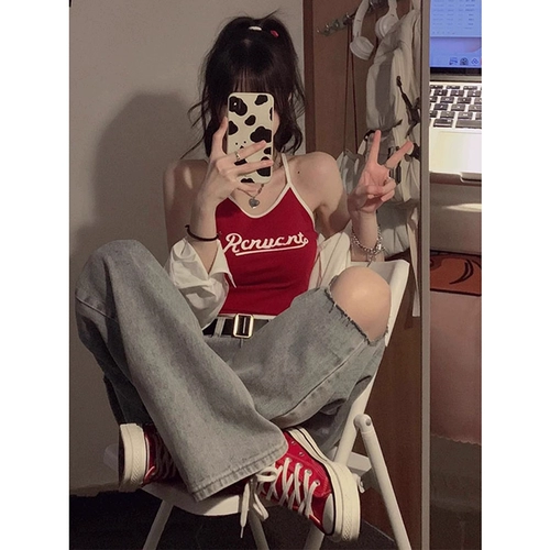 Ретро топ с чашечками, белье для повседневной носки без рукавов, футболка, в американском стиле