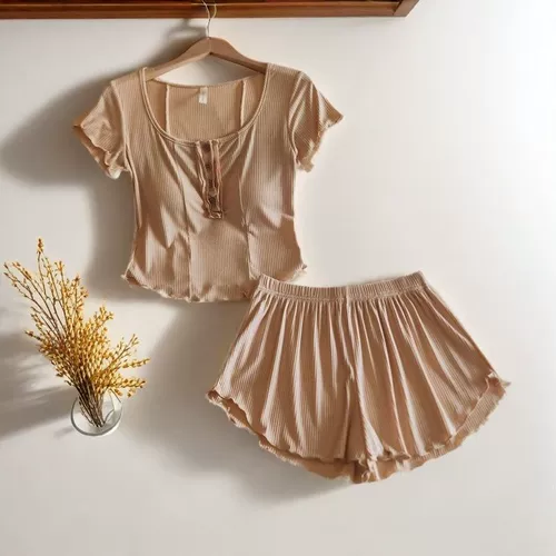 Топ с чашечками, пижама, комбинезон, штаны, набор, милые шорты, короткий рукав