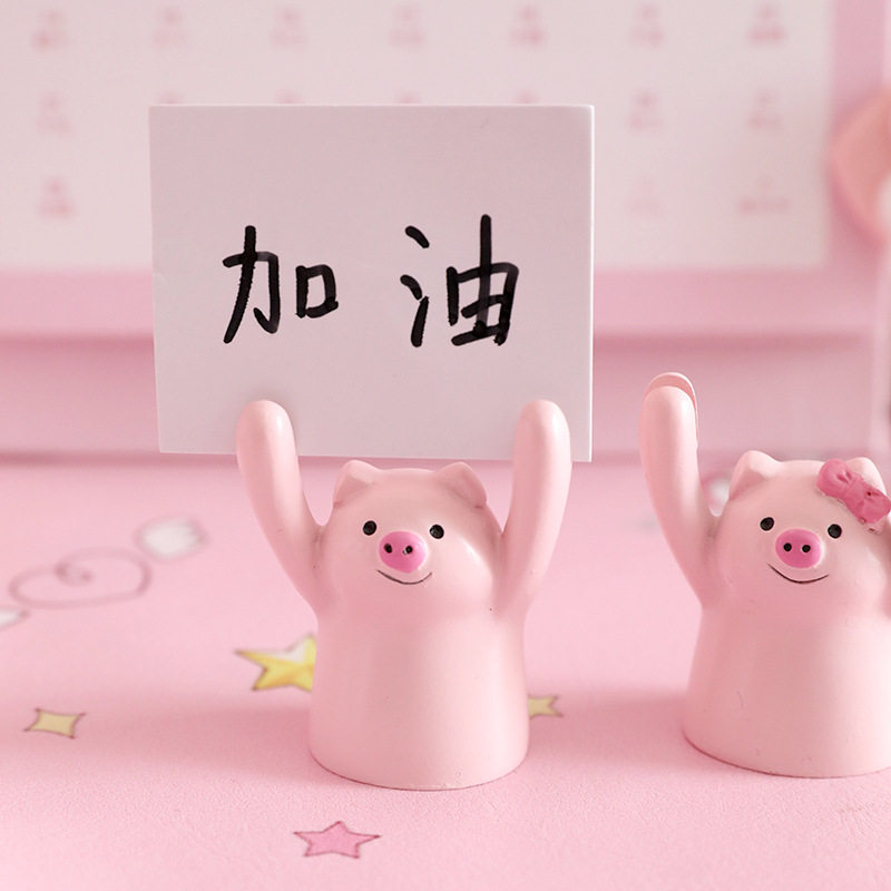 Raise your sign, raise your hand, piggy message clip, creative, cute desktop, vertical reminder, photo, business card, note, clip, small ornament