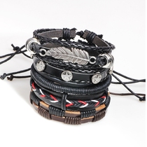 2021 new bracelet bracelet mens jewelry trendsetter European and American style woven leather jewelry combination suit male and female couples