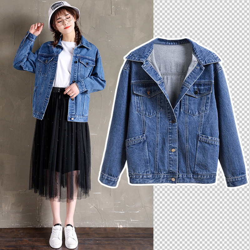 Denim Jacket Woman Loose Medium Long Version Korean Version Slim Fit 2021 Spring Autumn New Pop Casual Jacket Women's Dress Jacket