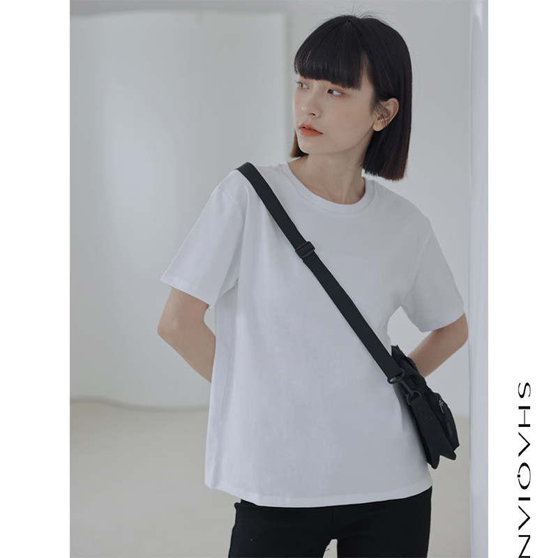 Pure white T-shirt women's short-sleeved 2022 summer new loose and thin all-match basic cotton round neck short T